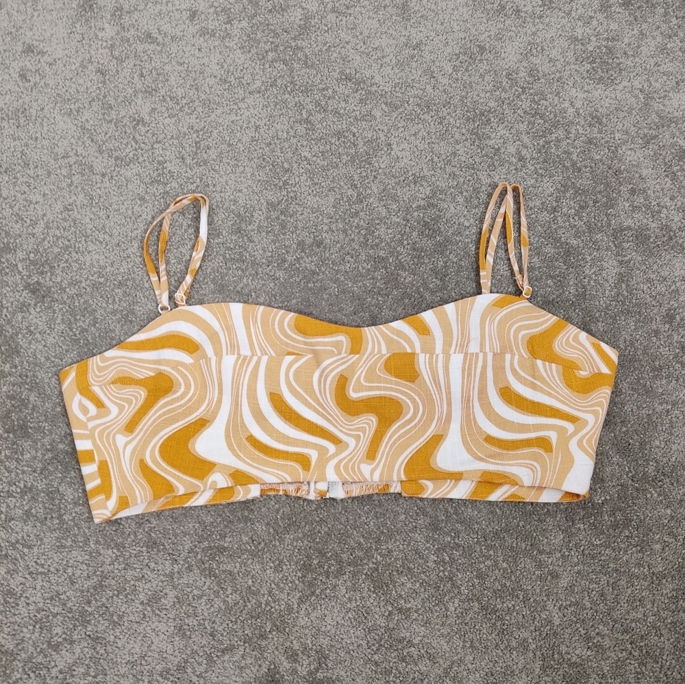 Caara Nwt Bralette Top Retro 70s Pattern Orange Peach White Size XL